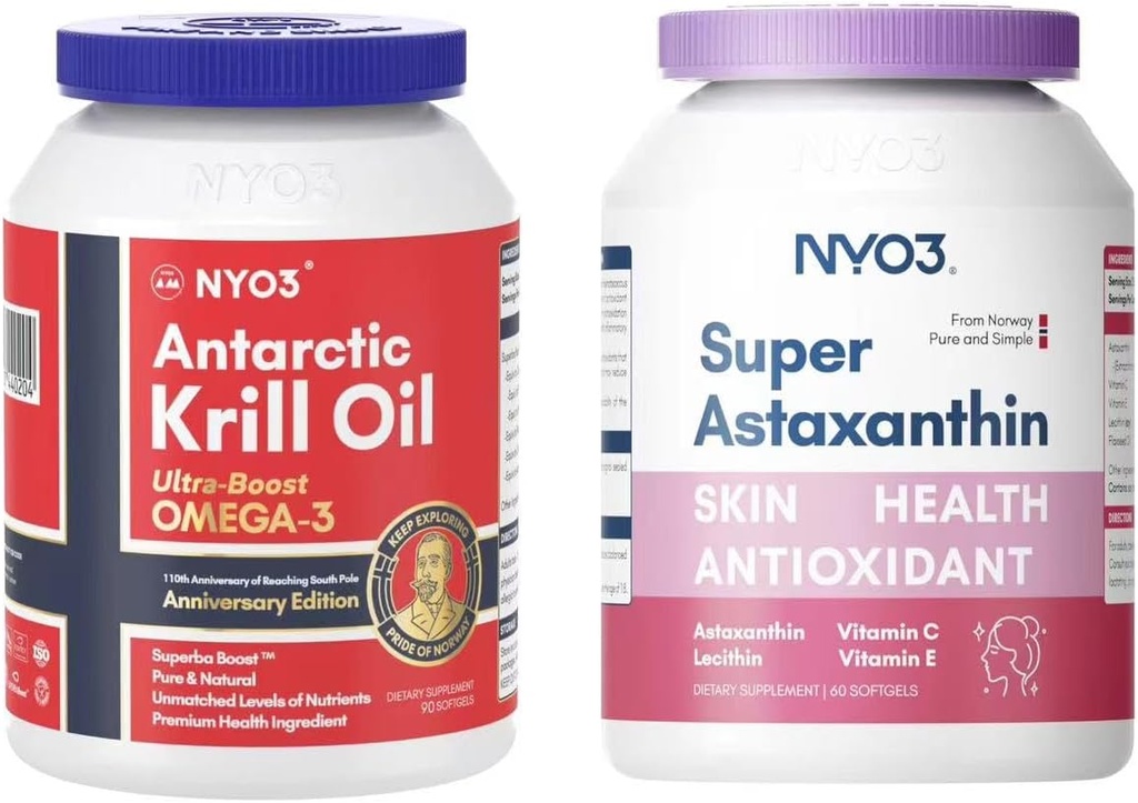 Krill Omega 3 1000mg 软胶和 Astraxanthin 12mg 抗氧化剂