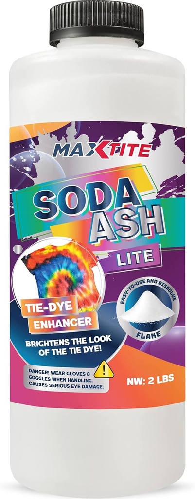 MAXTITE Soda Ash Lite(2磅) - 100%纯碳酸钠 - 清洗 Soda, Tie Die, pH 增压器,和更多 - HDPE 容器w/可抵御的儿童耐力Cap