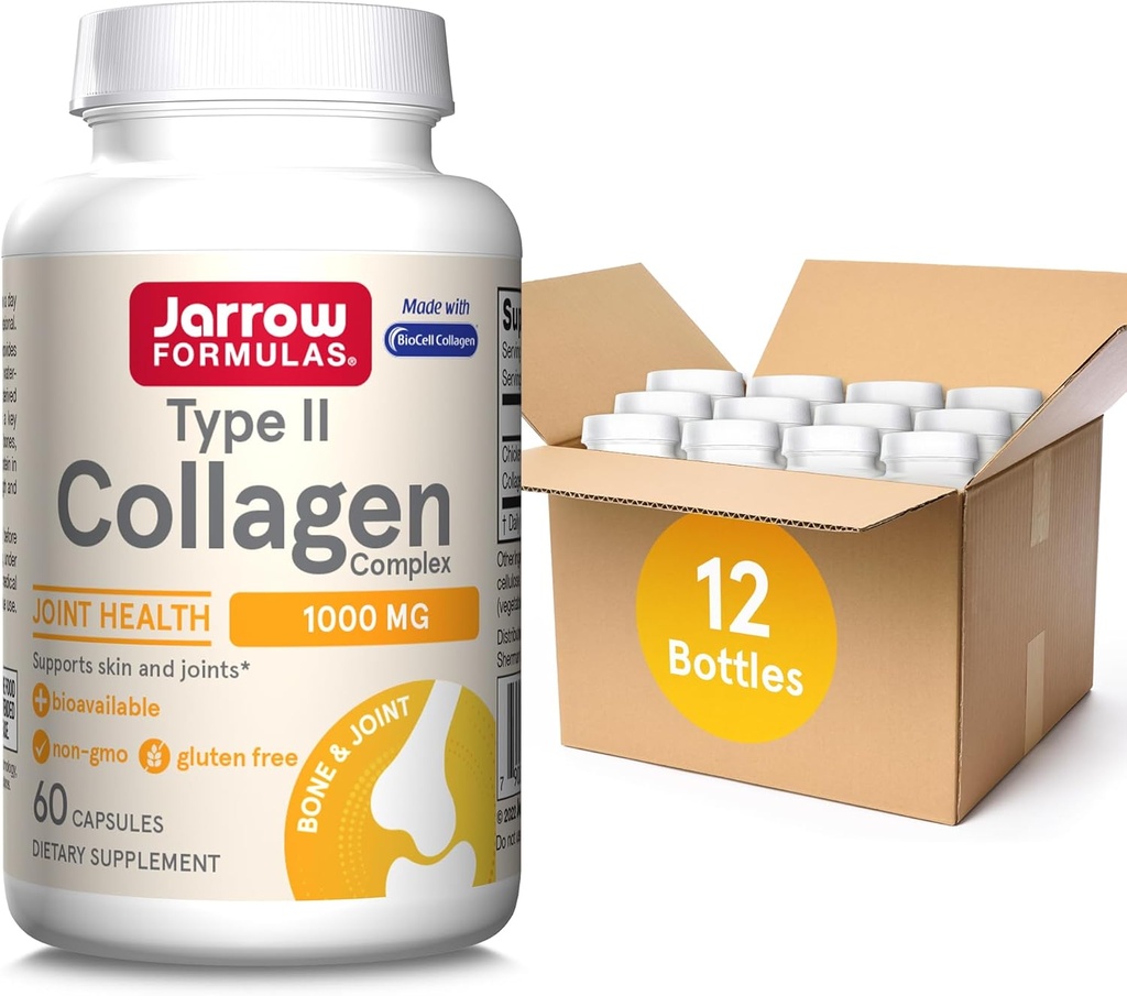Jarrow 配方 II型Collagen Complex 1000 mg 补充,支持皮肤和联合健康,60 Capsules,30天供应(12包)