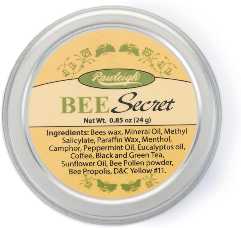 Rawleigh Bee Secret Soothing Balm:0.85 oz, 全自然的Balm for Sore Muscles, Aches, Bites, Cold Sores, Headaches with Bee Wax, Pollen & Propolis + Peppermint & Eucalyptus Oils, Pack of 1 (英语).