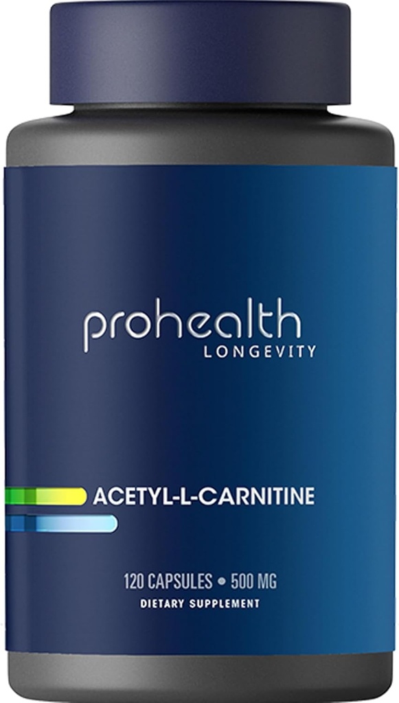 ProHealth Longevity Acetylcarnitine 脑与心脏健康促进器. 用于认知防护和肌肉维护的强抗氧化剂。 支持青年手机能源. 每人500毫克,120毫克