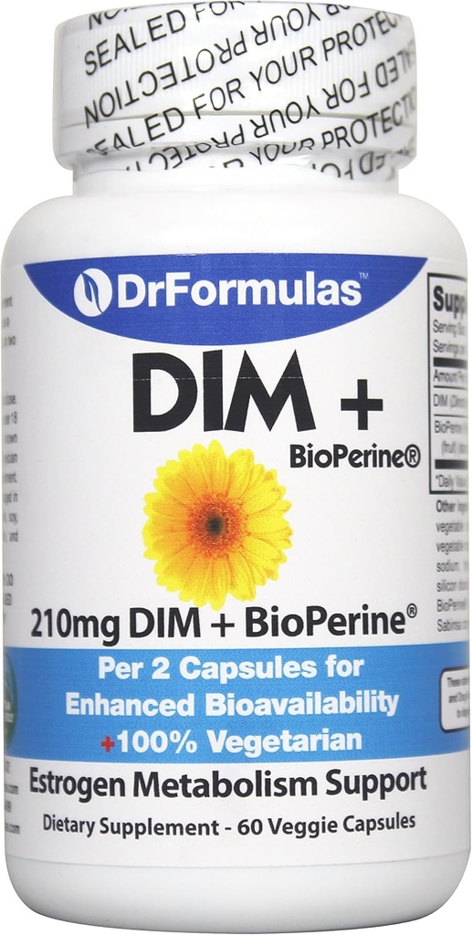 DrFormulas DIM 女性和男性补充剂 + 复杂解毒剂+生物Perine Diindolyl甲烷