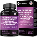 牛奶 硝酸盐 3000mg NAC Chanca Piedra 2000mg Artichoke 2000mg 甜菜根 2000mg Dandelion Root 1000mg, Liver Cleanse Detox & 维修 配有 TUDCA Choline 和 Ginger 配有 男子和女子60 Capsules