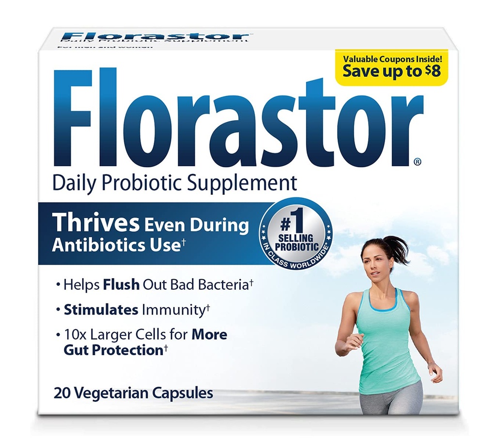 Florastor Daily Probiotic Supplement for Men and Men, 与抗生素一起使用,Saccharomyces Boulardii CNCM I-745 (20 Capsule, 包装2)