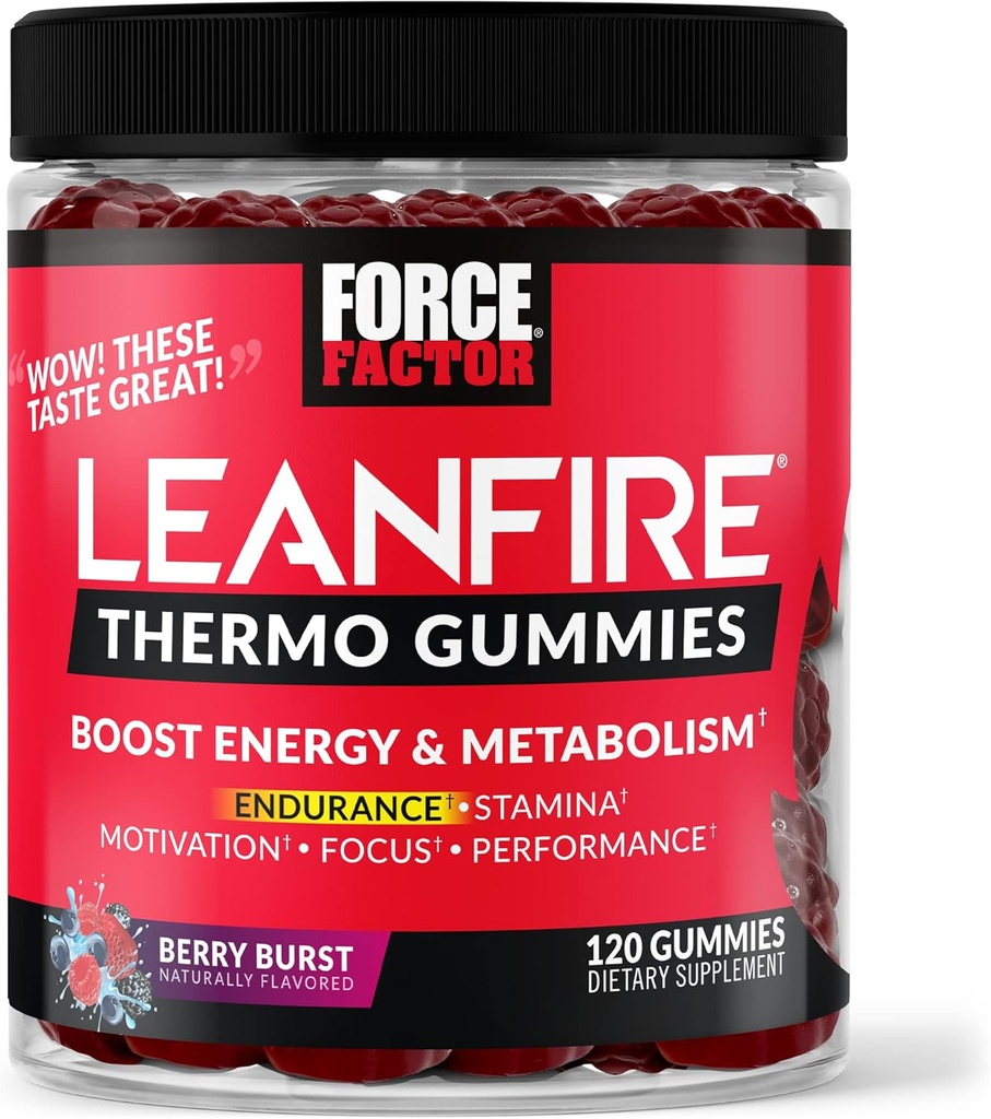 强制因子 LeanFire热液Gummys 配有 B12 维生素,咖啡因, & Green Coffee Bean, bost Energy, 代谢, 耐力, Stamina, 动机, 聚焦, & 性能, 预修Gummys, 120 Gummys