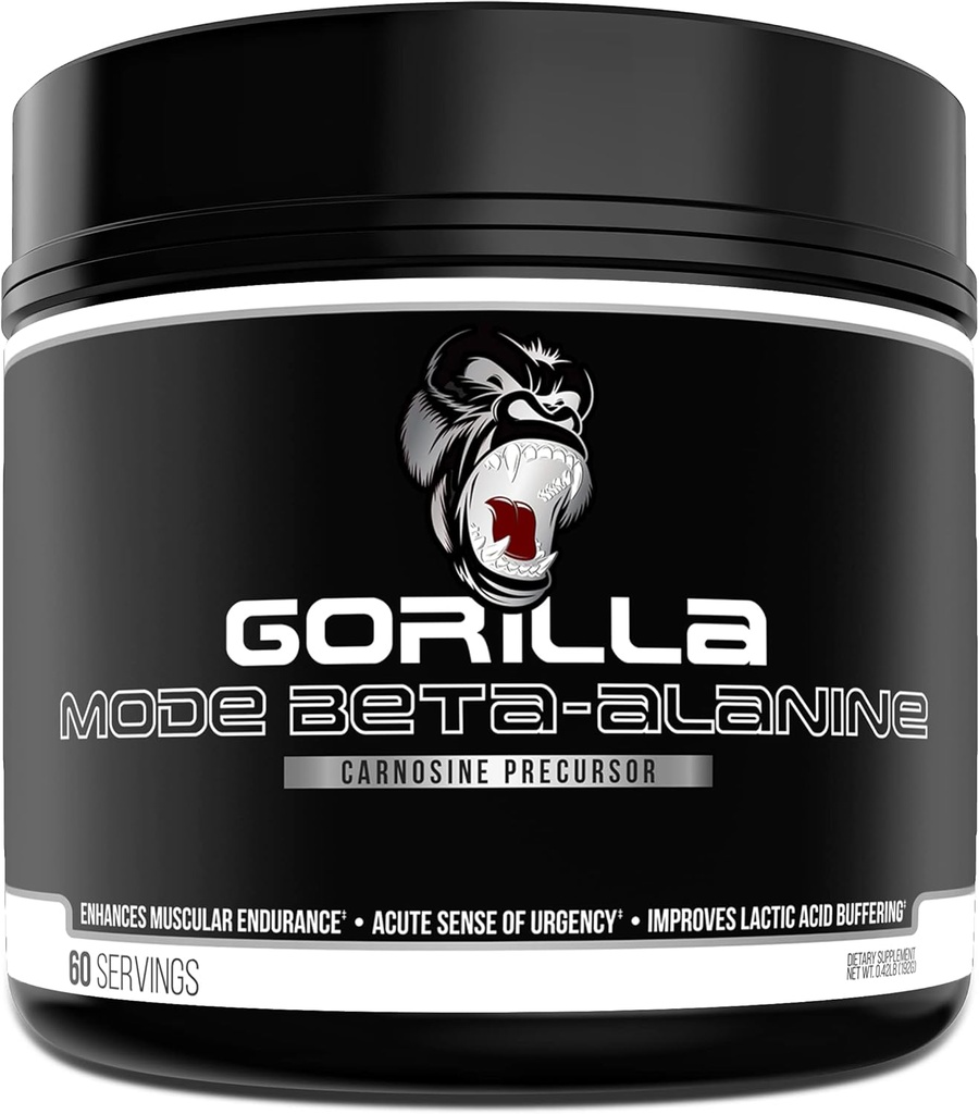 Gorilla Mind Beta-Alanine Carnosine 前体,增强肌肉耐力,每服3.2克