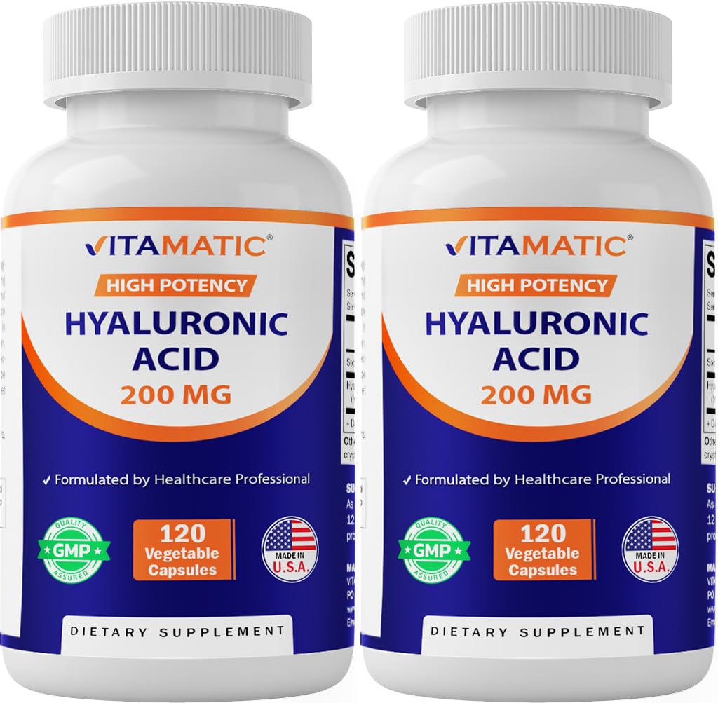 维生素2 Pack Hyaluronic Acid 补充剂 200mg - 支持健康连接组织与联合体 - 促进青春健康皮肤 - 总计 240 capsules