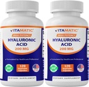 维生素2 Pack Hyaluronic Acid 补充剂 200mg - 支持健康连接组织与联合体 - 促进青春健康皮肤 - 总计 240 capsules