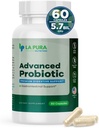 LaPura Advanced Probiotic - Premium Digestive Support for Gut & Immune Health, 60 Capsules - 5.75亿 CMU Probiotics 包括 DE111 Strain (Bacillus subtilis) - 非GMO, Gluten-Free,美国制造