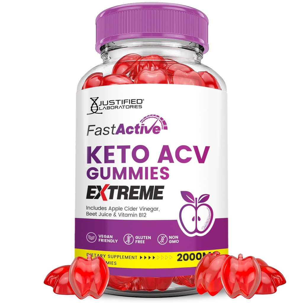 Fast Active Keto ACV Gummys Extreme 2000MG Fast Active Keto Gummys Apple Cider Vinegar 与石榴蜂蜜汁粉 B12 Vegan Non GMO 60 Gummys 共同设计 苹果苹果苹果葡萄酒