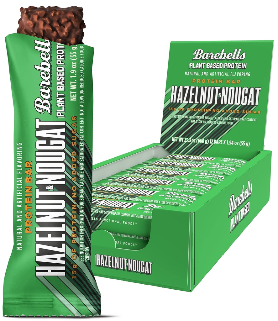 蛋白质棒(Barebells Vegan) 蛋白质棒(Bars Hazelnut & Nougat) - 12个伯爵,1.9oz个酒吧 - 植物基蛋白棒(Features Planet Base) 蛋白质棒(15g) 蛋白质棒(Chocololotin Snacks) 仅1g总糖 - 理想