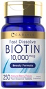 Carlyle Biotin 10000mcg → 250 快速溶解板 → 最大强 → 蔬菜,非GMO,Gluten免费补充