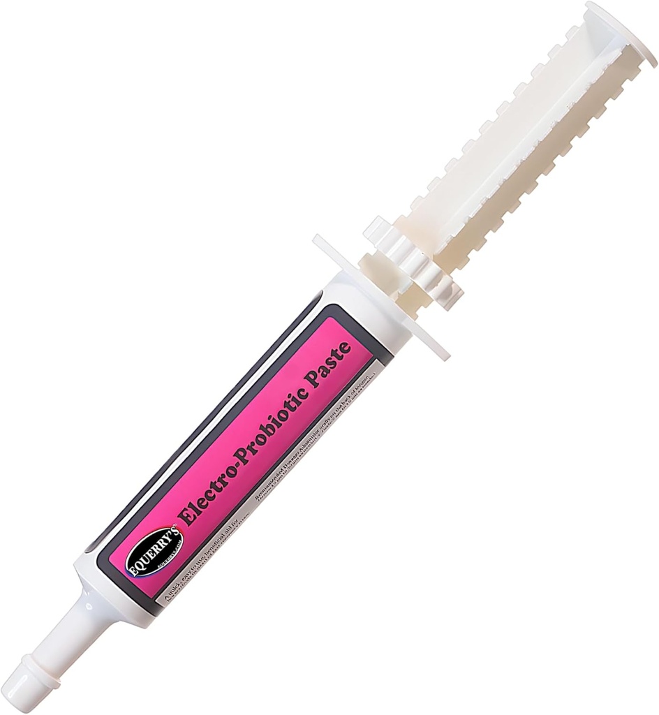 Equery的马用电促生面-30g → Equine Probiotics & Electrolytes – 压力马用电促生 → 轻松口服 Syringe → 制造于美国