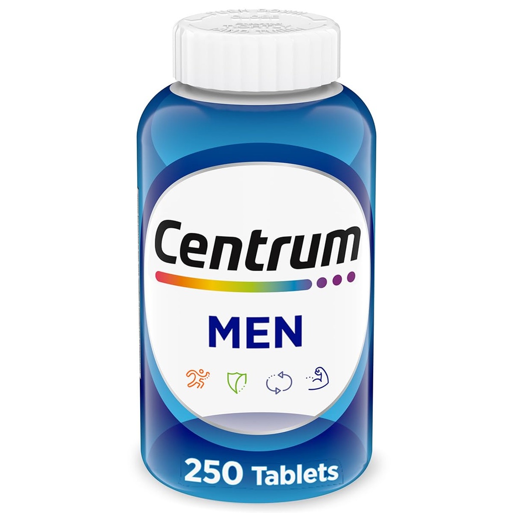 Centrum Multivitamin for Men, Multivitamin/ Multiminal 补充维生素D3, B 维生素和抗氧化剂, Gluten Free, 非GMO 成分 - 250 Counter