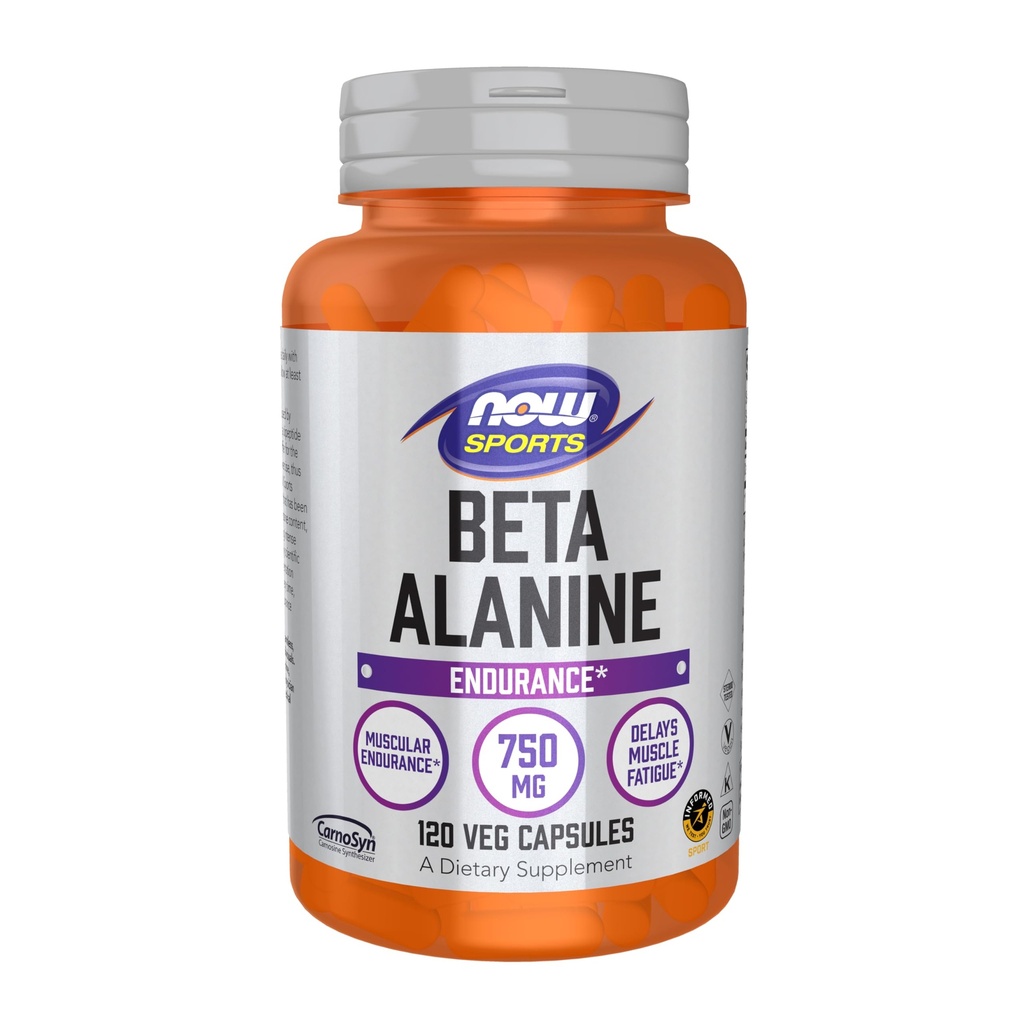 食品运动营养,Beta-Alanine 750 毫克,延缓肌肉脂肪*,耐力*,120 Veg Capsules