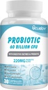 Probiotics 60 Billion CFU with 10 Strains & 3 Organic Prebiotics,Probiotics Supplement for Women Men Support Metabolism,Immunity and Digestive Health,Non-GMO & Gluten Free,30 Capsules