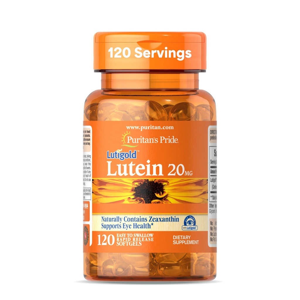 清教徒的骄傲 Premium LutigoldTM Lutein Carotinoid 20 mg 与 Zeaxanthin 的男女配角, 眼科健康支持的饮食补充, 8个月供应, 120 易吞软胶