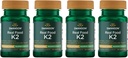 Swanson 最大强度维生素K2(Menaquinone-7)-维生素补充剂 支持心血管和骨健康-Made 来自日本的Natto 帮助调节钙(30软胶,每件200mcg)(4包)