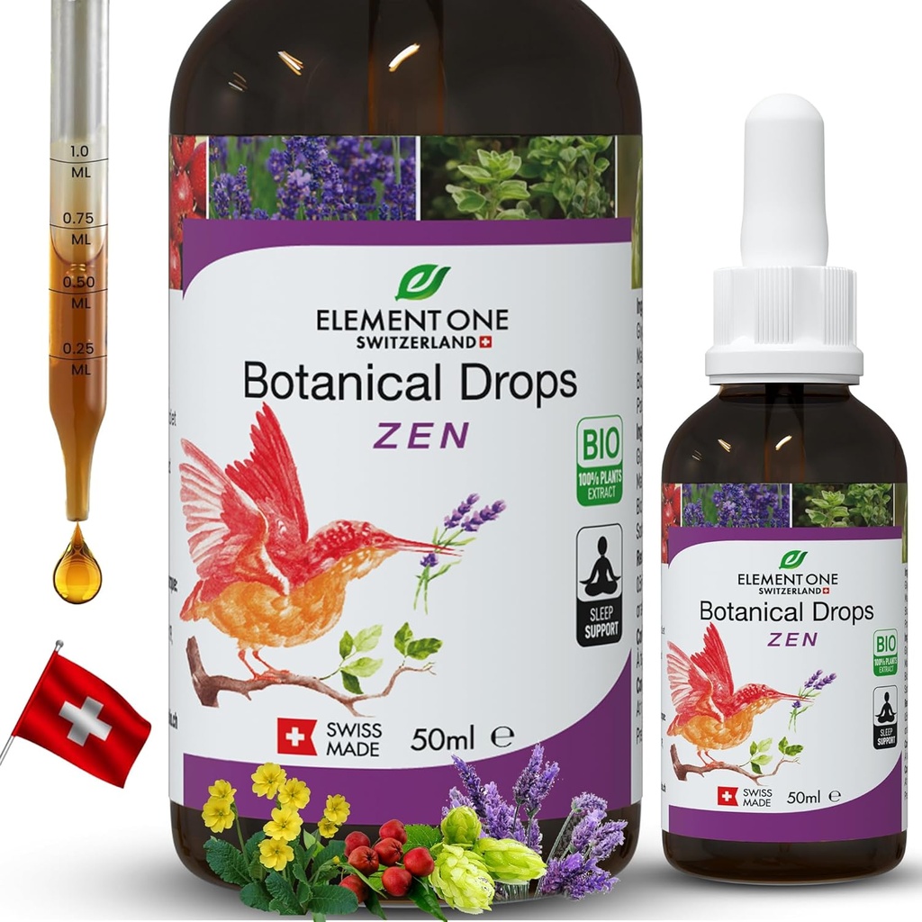 植物学 Zen Drops 是天然睡眠支持补充,草药 Drops,睡眠支持和放松支持,植物促进放松