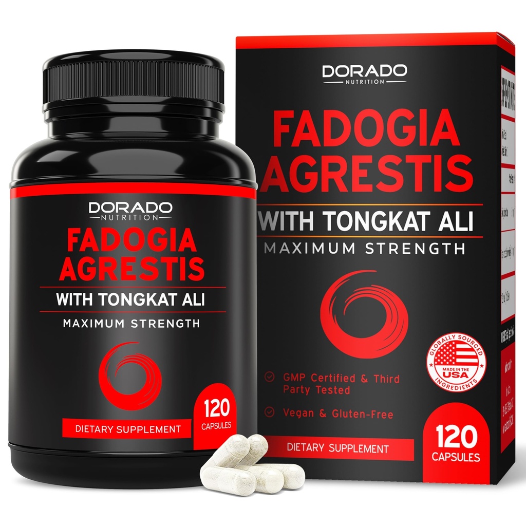 Fadogia Agrestis和Tongkat Ali 补充性能 Blend - (120 Capsules) - 最大强度 - 驱动力,运动性能和肌肉质量 - Gluten Free, Non-GMO, Vegan Capsules - 美国制造
