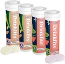 Drinklits Ginger-Lime 水解电解剂 & 草莓液化支持片 (4) Tube Combo Pack QQ Great Taste – Gluten Free – Daily use QQ 4 Pack (40名服务员)