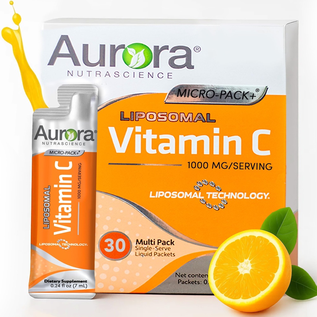 Aurora Nutrascience 微包 Liposomal 维生素C, 免疫支持, 1 000 mg 个人服务, Gluten Free, 非GMO, 30 单一服务包, 21.7 oz