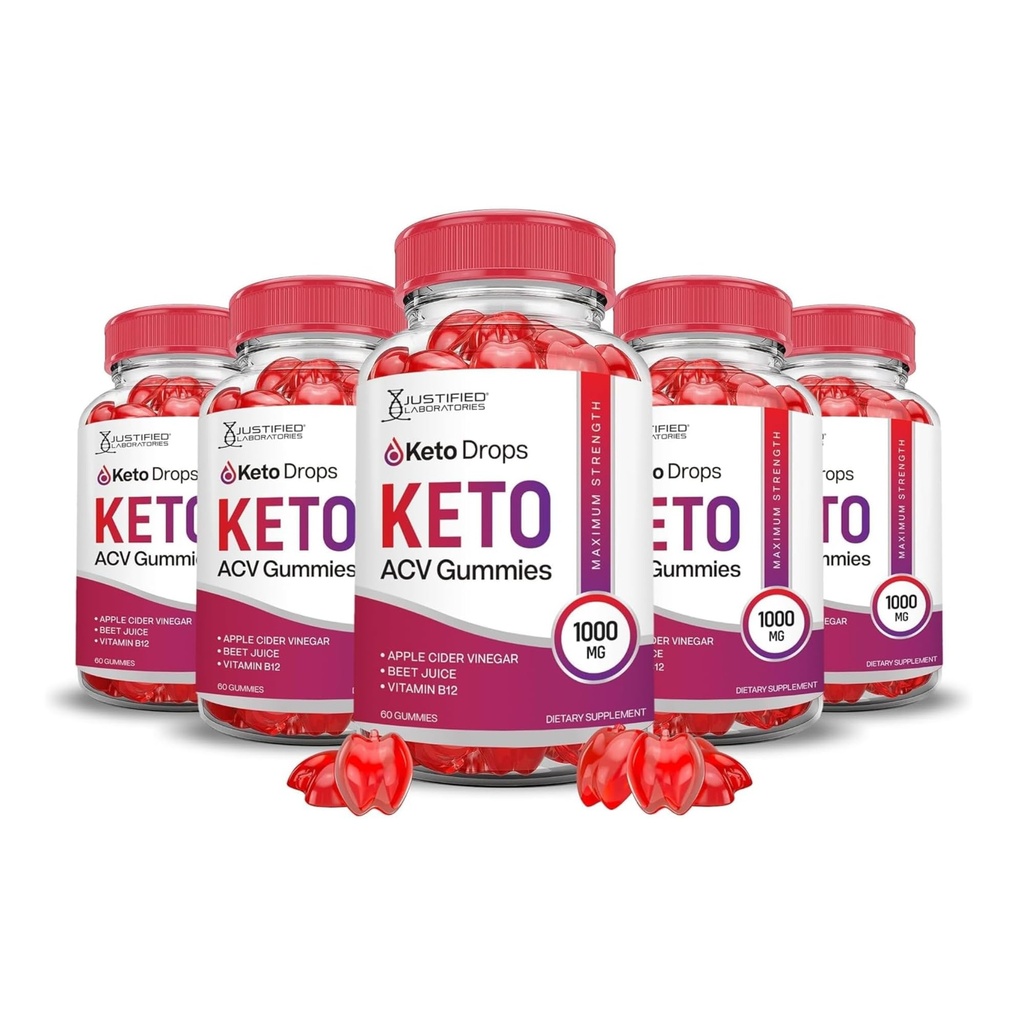 合理实验室(5 Pack Keto Drops Keto ACV Gummys Formation 1000MG Keto Drops Keto Gummys Apple Cider Vinegar 与石榴蜂蜜汁粉 B12 Vegan Non GMO 300 Gummys 配制)