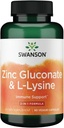 Swanson Zinc Gluconate ' &' L-Lysine - 2-in-1 公式 90 Veg Caps