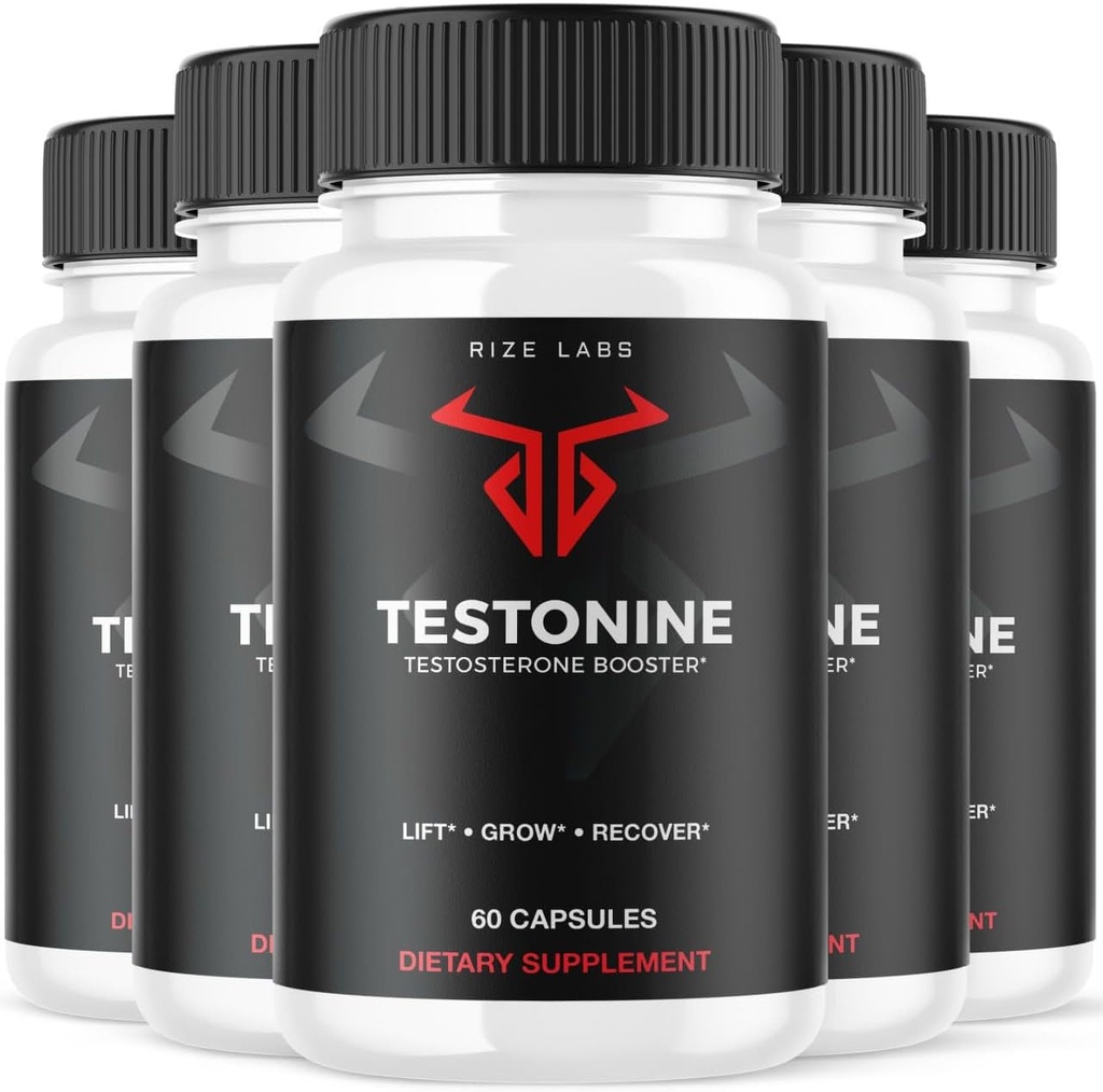 rize labs (5 Pack) Testonine Male Supplement, Testonine Capsules for Men, Testonine Maximum Strength Formula, Testonine All-Natural Pill for Muscle Power, Testonine Reviews (300 Capsules)