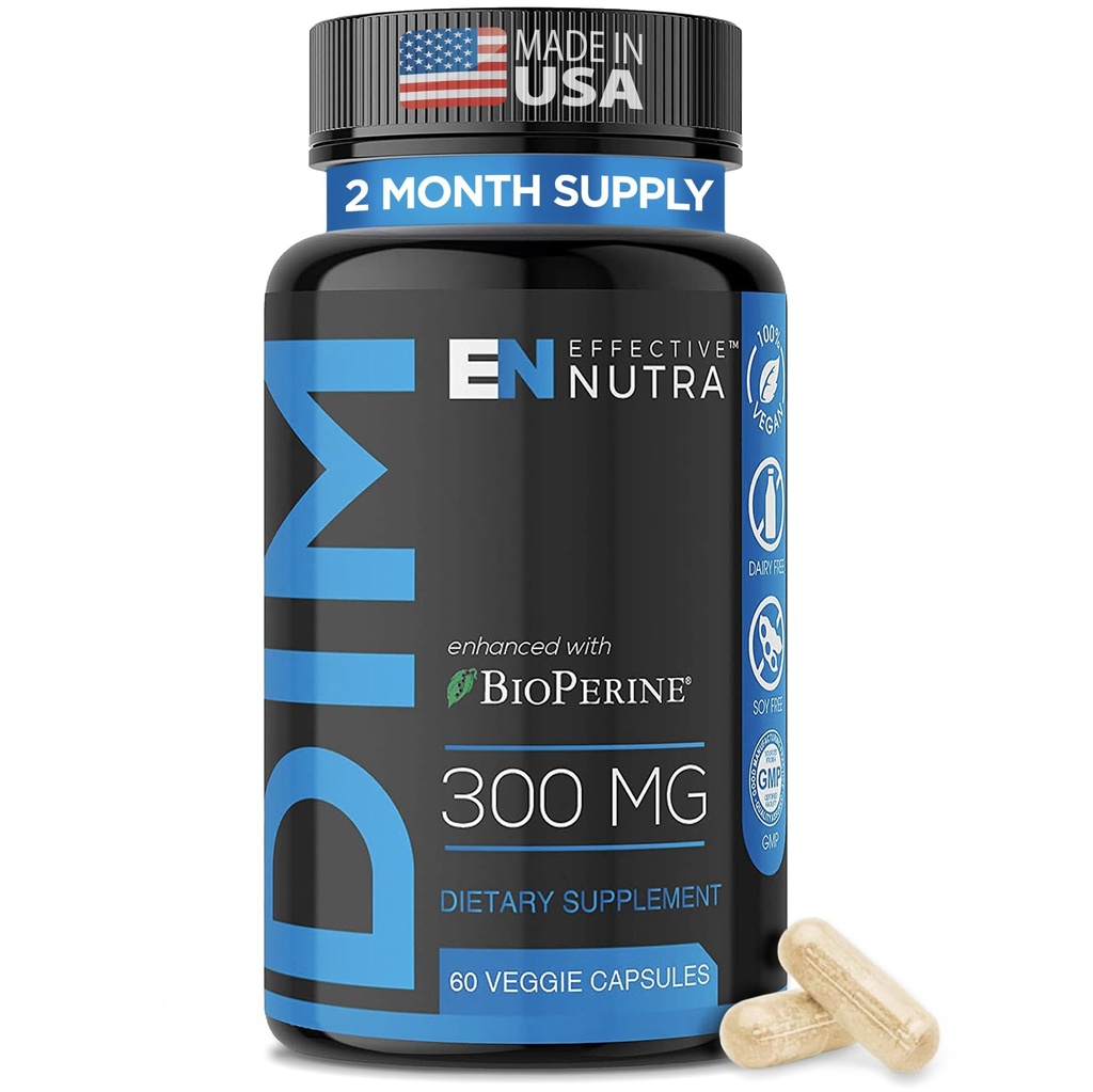 有效 NUTRA Dim 补充300mg 与 BioPerine - 超强雌激素阻塞器 - 荷尔蒙和代谢支持 - 2个月供应