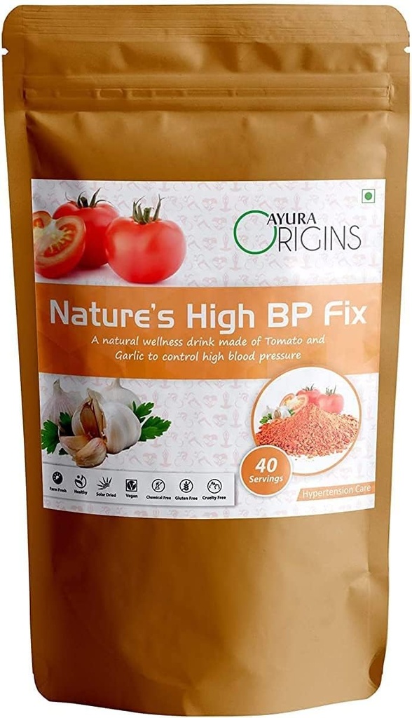 BETT AYURA 起源于自然的高血压修饰、帮助降低高血压的Herbal 补充剂、高血压救济、支持心脏健康、纯番茄和蒜粉制作、200格拉姆