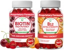 Lunakai Biotin和维生素B12 Gummys Bundle -- -- 带维生素C和E的毛皮和钉子生长Gummy -- -- 非GMO和Vegan能源支助和骨质保健补充 -- -- 30天供应