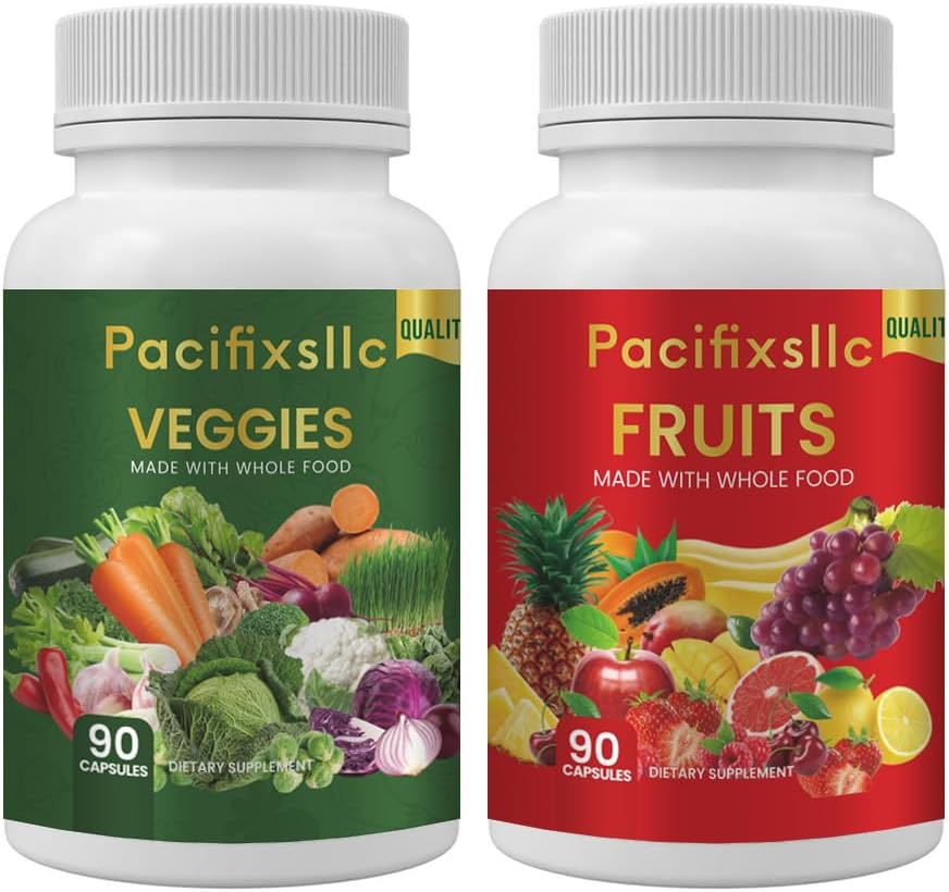 水果和Vegi Capsules 100% 天然超食品 天然能源水平,男女,2,180个计数-90和水果90