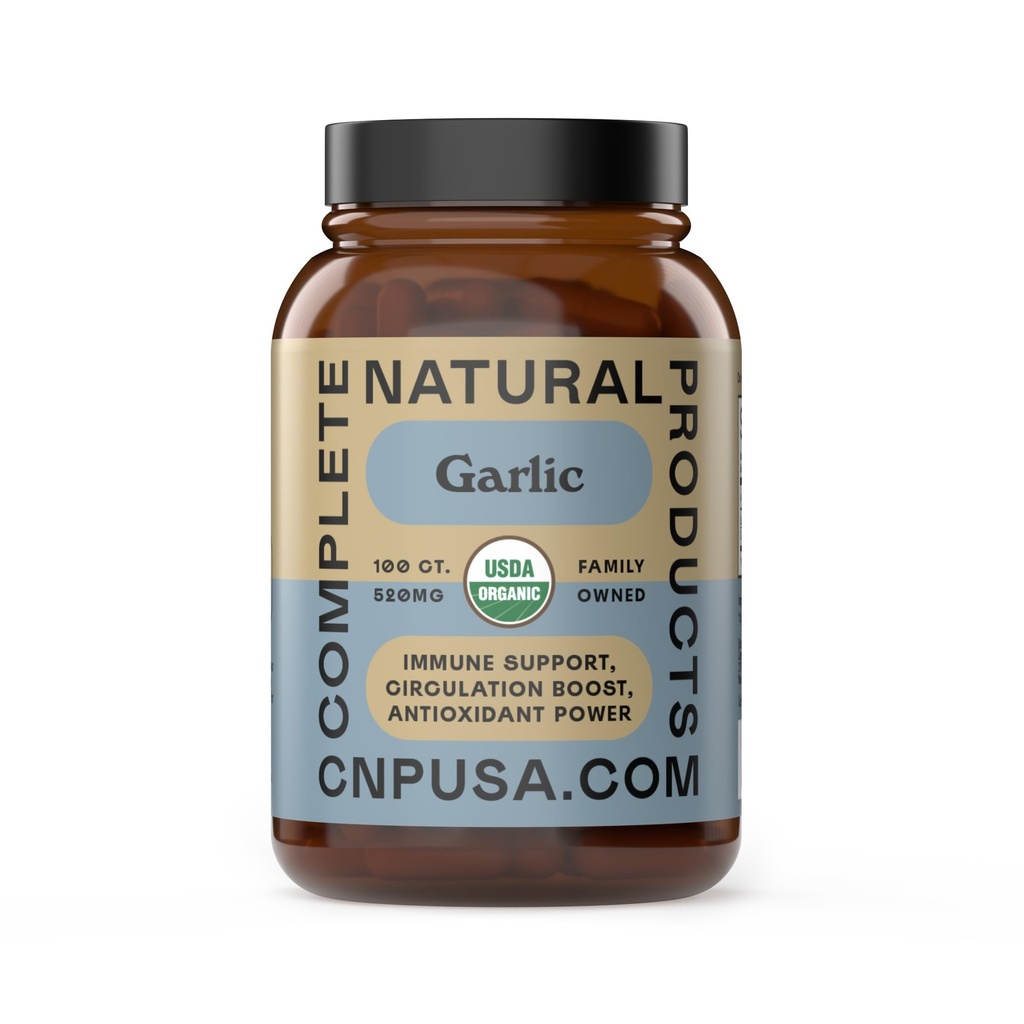 完整的天然产物 有机大蒜 Capsules - 520mg Capsules 100 植物药剂伯爵补充, 大蒜粉 Capsules & 提取