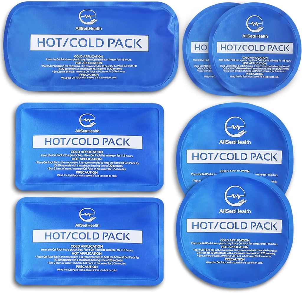 可重复使用的Hot和Cold冰包用于伤害 重用 – 多个形状和大小的7块软冰包 – 多使用冰包用于后痛减轻,颈部,肩部