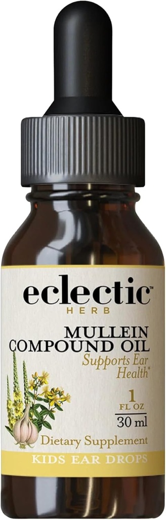 electic Herb - Mullein 复合石油儿童 QQ支持耳朵健康 QX非GMO,无胶囊(1 fl oz QX 30 ml)