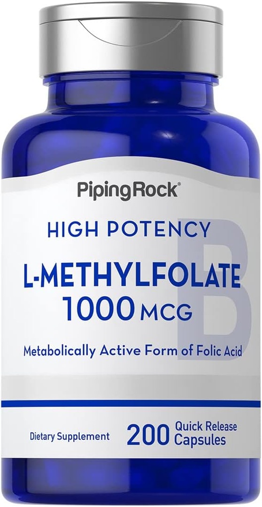 管道石 L 甲基folate 补充物 | 1000 mcg | 200 capsules | 活性形式的 叶酸 | 非 GMO,无胶