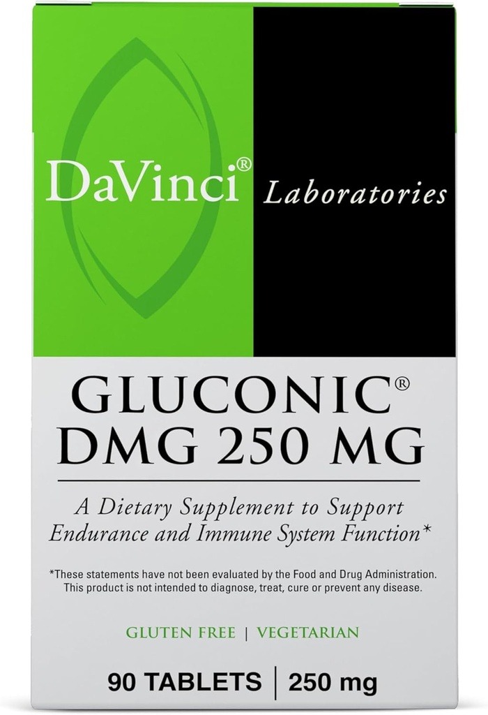 DAVINCI Labs Gluconic DMG 250mg - 帮助支持免疫系统,肌肉功能,心脏健康和脑健康 - 90张可切片(90张)