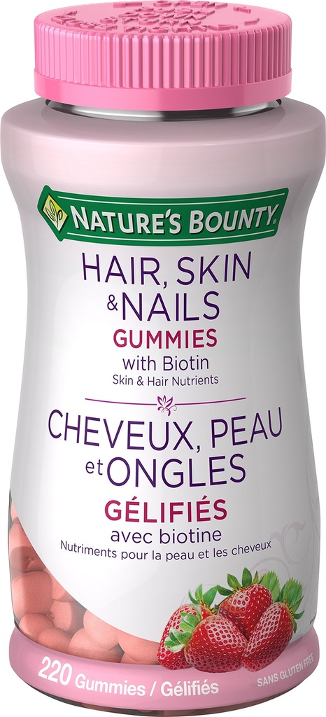 (原始内容存档于2019-09-21). Nature's Bounty Optimal Solutions Hair, Skin and Nails Gummys - 220 Counter.