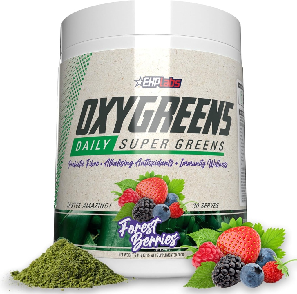 EHP Labs Oxy Greens Super Greens Powder – Daily Greens & Superfood Supplina, Chlorella, Prebiotics, 消化酶, 抗氧化剂 – 30 services (Forest Berries) 配药 配药 配药 配药 配药 配药 配药 配药 配药