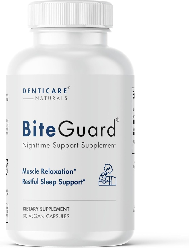 Denticare Bite-Guard for Teeth Grinding & Clenching,TMJ Relief, Calms Jaw with Magnesium - 90 Caps (英语).