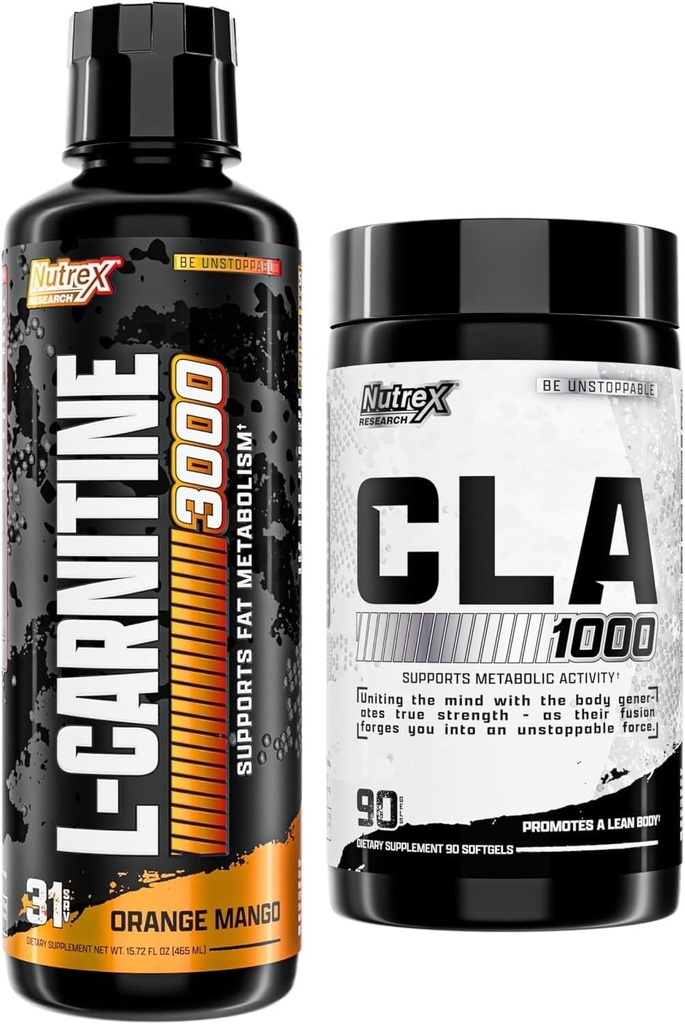 Nutrex Research Liquid Carnitine 3000 - CLA 90 软宝石 - 1000mg 配合 利诺利酸 活性混合剂 来自莎芙花油