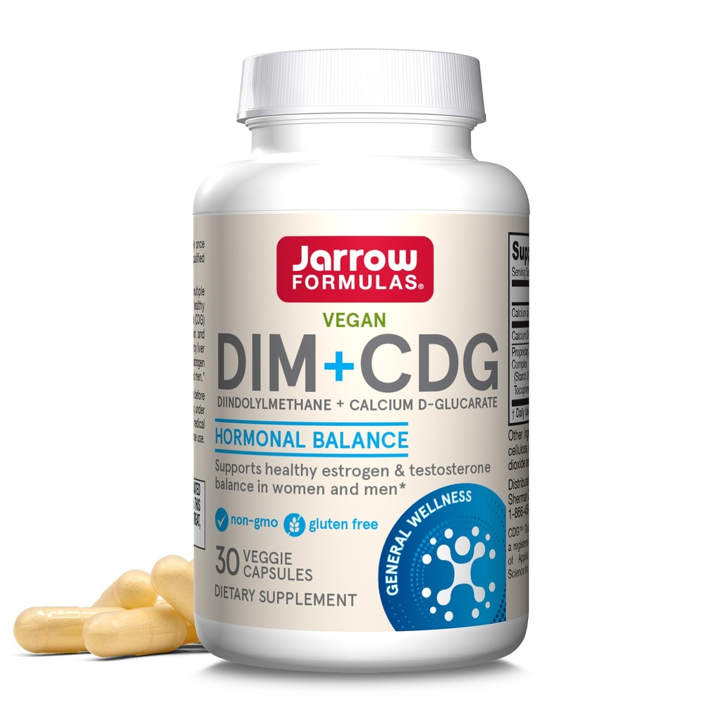 Jarrow 公式 - DIM + CDG Veggie Capsules - 30 Counter - DIM & CDG 补充 - 为荷尔蒙平衡 - 非GMO - Gluten Free