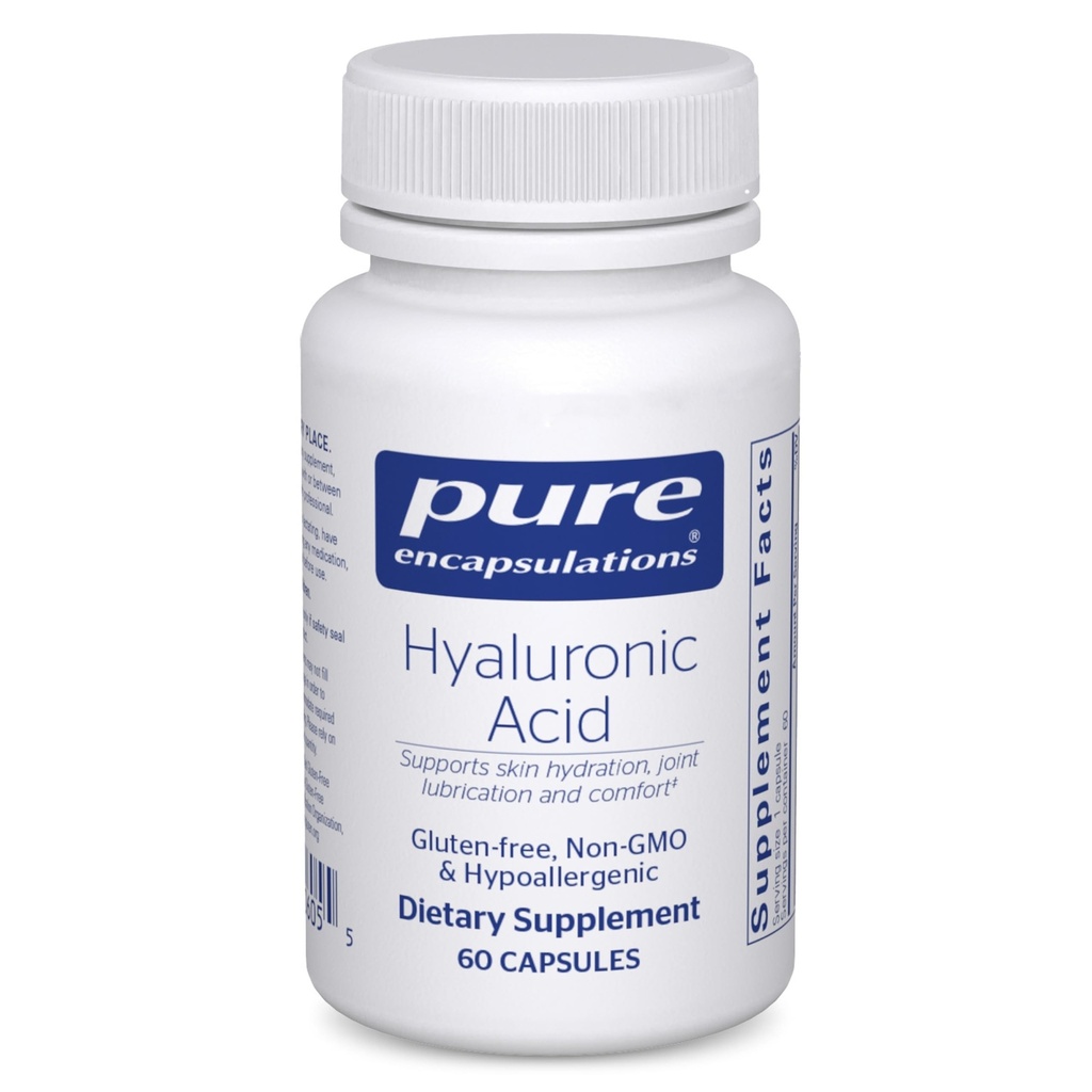 纯封装 Hyaluronic Acid - 用于皮肤水分、联合润滑剂和联合健康* - 有效吸收 - Gluten Free - Vegan & N-GMO - 60 Capsules