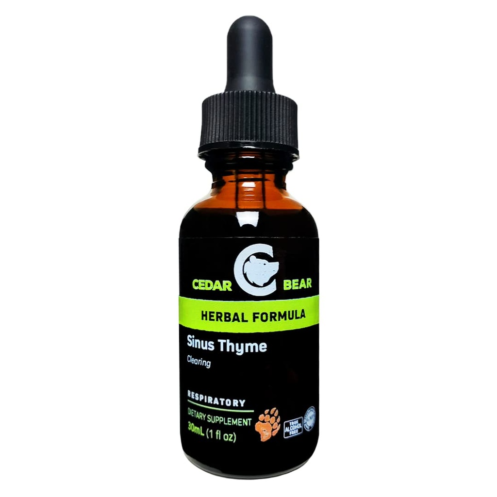 Cedar Bear Sinus Thyme 一个液态草药补充剂,支持在Sinuses中清晰的功能,增强免疫函数 1 fl oz / 30 ml