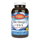 Carlson - Elite Omega-3 Plus D & K, 700 mg Omega-3s + D3 & K2,功能,骨质健康与免疫支持,柠檬,180软胶