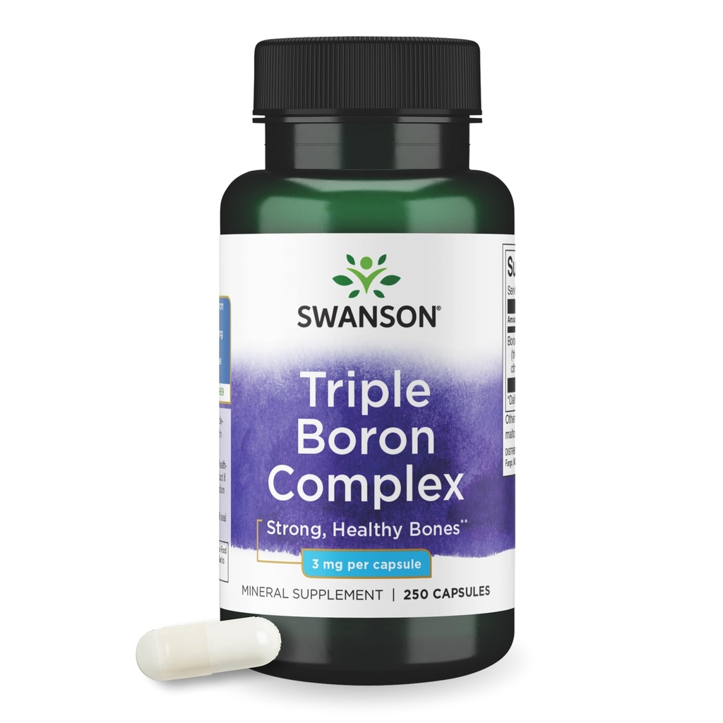 Swanson Triple Boron Complex - Bone Health and Joint Support Mineral Supplement – Citrate, Aspartate, Glycility (250 Capsules) (英语:250 Capsules) (英语).