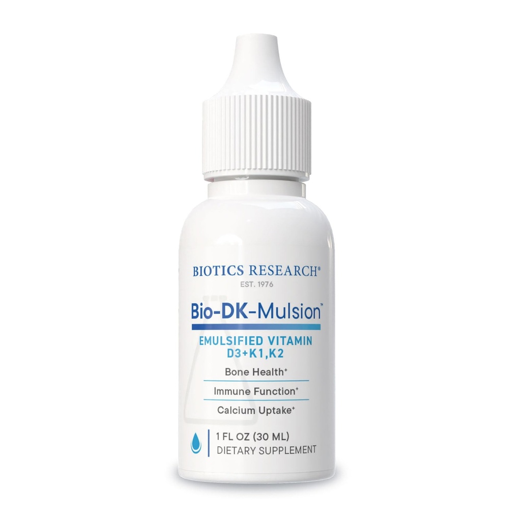 生物研究 Bio-DK-MulsionTM-Emulsized Liquid Vitamin D and K, D3 125 mcg & Vitamin K (K1, K2) 300 mcg MK-7 - 支持强骨,肌肉骨骼强力,健康心脏和BMI 1 fl oz