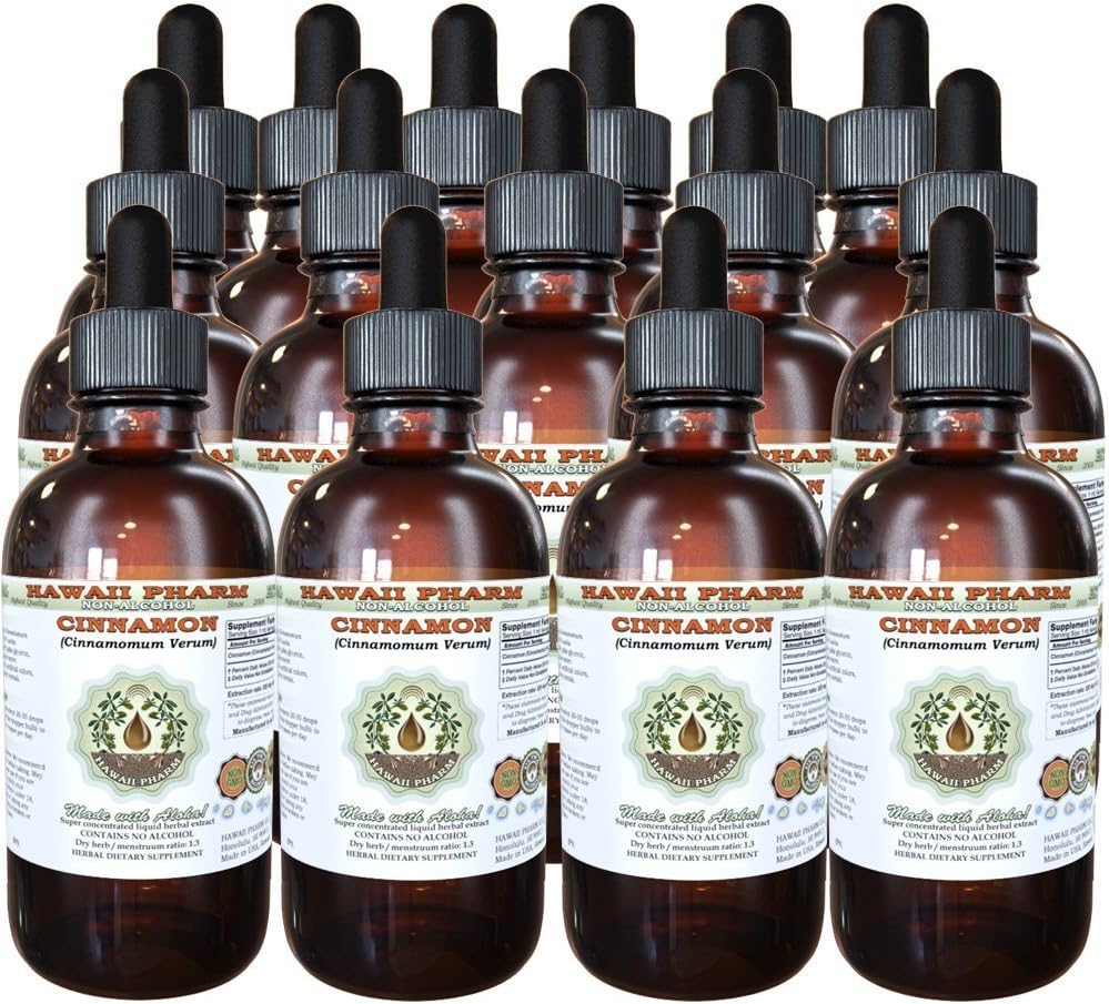 肉桂无酒精液体提取,肉桂(Cinnamomum Verum) 干巴克甘油(Glycerite) 夏威夷药草天然草药补充剂 15x4 oz
