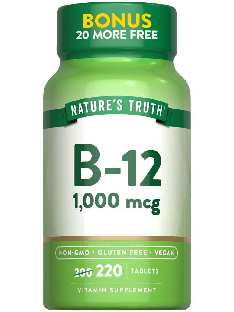 Nature's Truth Vitamin B12 平板电脑 1000 mcg 220 QQ Vegan, Non-GMO & Gluten Free Supplement 互联网档案馆的存檔,存档日期2013-12-20.